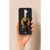 Vip Case Oppo A9 2020 ile Uyumlu Mısırlı Kedi Tanrısı Desenli Silikon Kılıf, Siyah