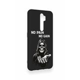 Vip Case Oppo A9 2020 ile Uyumlu No Pain No Gain Desenli Silikon Kılıf, Siyah
