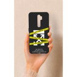Vip Case Oppo A9 2020 ile Uyumlu Off White Desenli Silikon Kılıf, Siyah