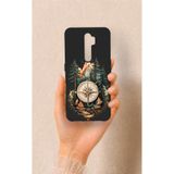 Vip Case Oppo A9 2020 ile Uyumlu Pusula Orman Desenli Silikon Kılıf, Siyah