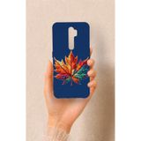 Vip Case Oppo A9 2020 ile Uyumlu Renkli Yaprak Desenli Silikon Kılıf, Lacivert