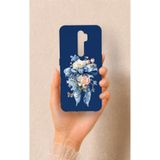 Vip Case Oppo A9 2020 Uyumlu Mavi Kurdeleli Çiçek Desenli Silikon Kılıf