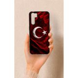 Vip Case Oppo A91 Uyumlu Kurt Türk Bayrağı Desenli Silikon Kılıf, Siyah