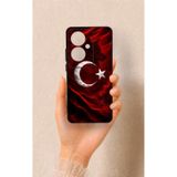 Vip Case Oppo Reno 11F Uyumlu Kurt Türk Bayrağı Desenli Silikon Kılıf, Siyah