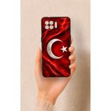 Vip Case Oppo Reno 4 Lite ile Uyumlu Türk Bayrağı Desenli Silikon Kılıf, Siyah