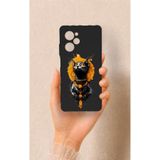 Vip Case Poco X5 Pro ile Uyumlu Mısırlı Kedi Tanrısı Desenli Silikon Kılıf, Siyah
