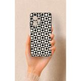Vip Case Poco X5 Pro Uyumlu Çiçek Motifli Dama Desenli Silikon Kılıf, Siyah