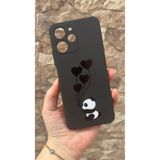 Vip Case POCO X5 PRO Uyumlu Kalpli Panda Desenli Silikon Darbe Emici Rubber Kılıf, Siyah