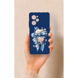 Vip Case Poco X5 Pro Uyumlu, Mavi Kurdeleli Çiçek Desenli Silikon Kılıf