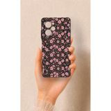 Vip Case Poco X5 Pro Uyumlu Mini Pembe Çiçek Desenli Silikon Kılıf, Siyah