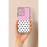 Vip Case Poco X5 Pro Uyumlu Pembe Çizgili Puantiye Desenli Silikon Kılıf
