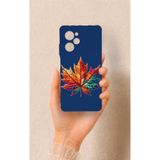 Vip Case Poco X5 Pro Uyumlu Renkli Yaprak Desenli Silikon Kılıf, Lacivert