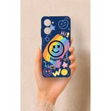 Vip Case Realme 10 Uyumlu Happing Smile Desenli Silikon Kılıf, Lacivert