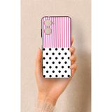 Vip Case Realme 10 Uyumlu Pembe Çizgili Puantiye Desenli Silikon Kılıf