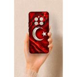 Vip Case Realme 12 4G ile Uyumlu Türk Bayrağı Desenli Silikon Kılıf, Siyah