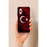 Vip Case Realme 12 Lite Uyumlu Kurt Türk Bayrağı Desenli Silikon Kılıf, Siyah