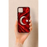 Vip Case Realme C11 2021 ile Uyumlu Türk Bayrağı Desenli Silikon Kılıf, Siyah