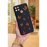 Vip Case Realme C21Y ve C25Y ile Uyumlu, Kelebek Desenli, Silikon, Darbe Emici, Siyah Telefon Kılıfı