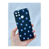 Vip Case Realme C21Y ve C25Y ile Uyumlu, Nazar Boncuk Desenli, Silikon, Darbe Emici, Siyah Rubber Kılıf