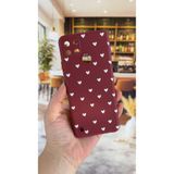 Vip Case Realme C21Y ve C25Y Uyumlu Beyaz Kalp Desenli Silikon Darbe Emici Rubber Kılıf, Bordo