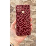 Vip Case Realme C21Y ve C25Y Uyumlu Leopar Desenli Silikon Darbe Emici Rubber Kılıf, Bordo