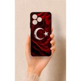 Vip Case Realme C53 Uyumlu Kurt Türk Bayrağı Desenli Silikon Kılıf, Siyah