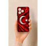 Vip Case Realme C53 Uyumlu Türk Bayrağı Desenli Silikon Kılıf, Siyah