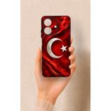Vip Case Realme Note 60 Uyumlu Türk Bayrağı Desenli Silikon Kılıf, Siyah