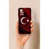 Vip Case Redmi 10 2022 ile Uyumlu Kurt Türk Bayrağı Desenli Silikon Kılıf, Siyah