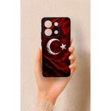 Vip Case Redmi Note 13 4G Uyumlu Kurt Türk Bayrağı Desenli Silikon Kılıf, Siyah