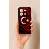 Vip Case Redmi Note 13 Pro 5G Uyumlu Kurt Türk Bayrağı Desenli Silikon Kılıf, Siyah