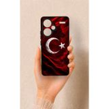 Vip Case Redmi Note 13 Pro Plus Uyumlu Kurt Türk Bayrağı Desenli Silikon Kılıf, Siyah