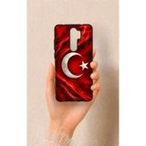 Vip Case Redmi Note 8 Pro ile Uyumlu Türk Bayrağı Desenli Silikon Kılıf, Siyah