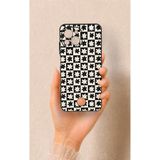 Vip Case Reeder S23 Pro Max Uyumlu Çiçek Motifli Dama Desenli Silikon Kılıf, Siyah
