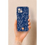 Vip Case Reeder S23 Pro Max Uyumlu İnce Yaprak Dalı Desenli Silikon Kılıf, Lacivert