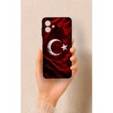 Vip Case Samsung A07 Uyumlu Kurt Türk Bayrağı Desenli Silikon Kılıf, Siyah