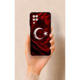 Vip Case Samsung A12 Uyumlu Kurt Türk Bayrağı Desenli Silikon Kılıf, Siyah
