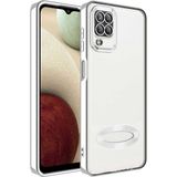 Vip Case Samsung A12 ve M12 Uyumlu Kılıf Logo Detaylı Kenarları Renkli Kamera Korumalı Luxury Omega Kılıf - Galaxy A12 - Gümüş