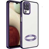 Vip Case Samsung A12 ve M12 Uyumlu Kılıf Logo Detaylı Kenarları Renkli Kamera Korumalı Luxury Omega Kılıf - Galaxy A12 - Lila