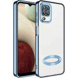 Vip Case Samsung A12 ve M12 Uyumlu Kılıf Logo Detaylı Kenarları Renkli Kamera Korumalı Luxury Omega Kılıf - Galaxy A12 - Sierra Mavisi