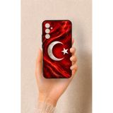 Vip Case Samsung A34 Uyumlu Türk Bayrağı Desenli Silikon Kılıf, Siyah