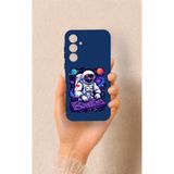 Vip Case Samsung A35 Uyumlu Astronot DJ Desenli Silikon Kılıf, Lacivert
