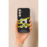 Vip Case Samsung A35 Uyumlu Off White Desenli Silikon Kılıf, Siyah
