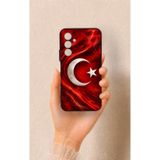 Vip Case Samsung A54 Uyumlu Türk Bayrağı Desenli Silikon Kılıf, Siyah