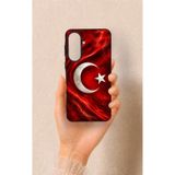 Vip Case Samsung A57 Uyumlu Türk Bayrağı Desenli Silikon Kılıf, Siyah