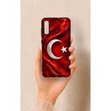 Vip Case Samsung A70 Uyumlu Türk Bayrağı Desenli Silikon Kılıf, Siyah