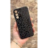 Vip Case Samsung Galaxy A25 Uyumlu Leopar Desenli Silikon Darbe Emici Rubber Kılıf, Siyah