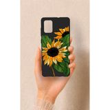 Vip Case Samsung Galaxy A71 Uyumlu Ay Çiçeği Desenli Silikon Kılıf, Siyah