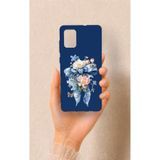 Vip Case Samsung Galaxy A71 Uyumlu Mavi Kurdeleli Çiçek Desenli Silikon Kılıf