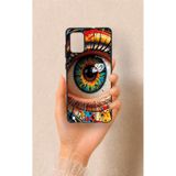 Vip Case Samsung Galaxy A71 Uyumlu Renkli Göz Bebeği Desenli Silikon Kılıf, Siyah